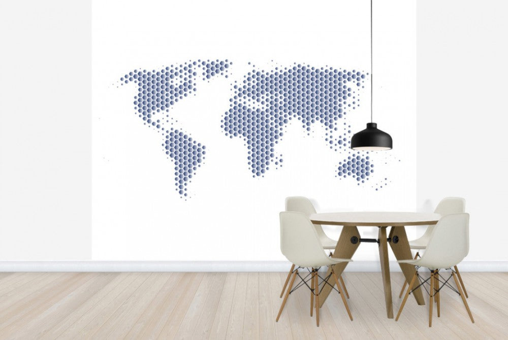 輸入壁紙 カスタム壁紙 PHOTOWALL / World Map Metal Sheet- Steel (e25056)