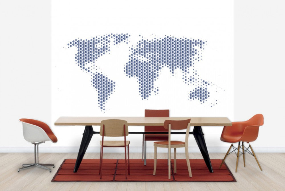 輸入壁紙 カスタム壁紙 PHOTOWALL / World Map Metal Sheet- Steel (e25056)