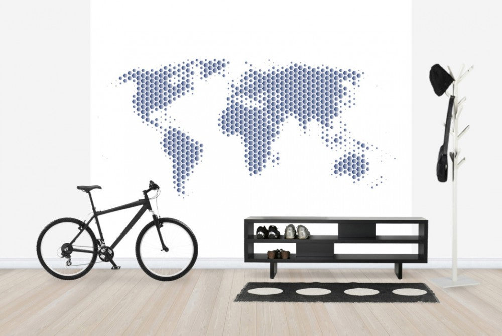 輸入壁紙 カスタム壁紙 PHOTOWALL / World Map Metal Sheet- Steel (e25056)