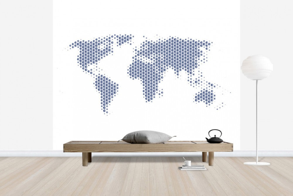 輸入壁紙 カスタム壁紙 PHOTOWALL / World Map Metal Sheet- Steel (e25056)