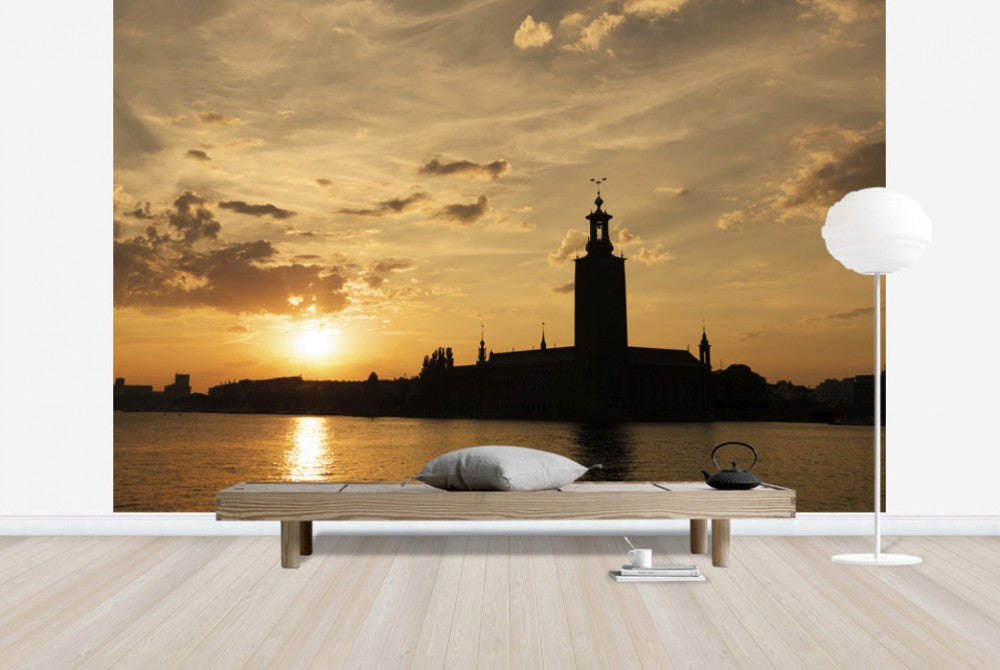 輸入壁紙 カスタム壁紙 PHOTOWALL / Stockholm City Hall in Sillhouette (e25260)