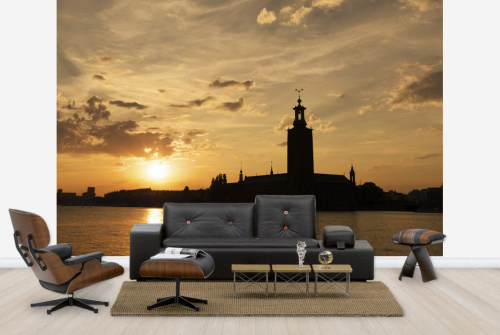 輸入壁紙 カスタム壁紙 PHOTOWALL / Stockholm City Hall in Sillhouette (e25260)