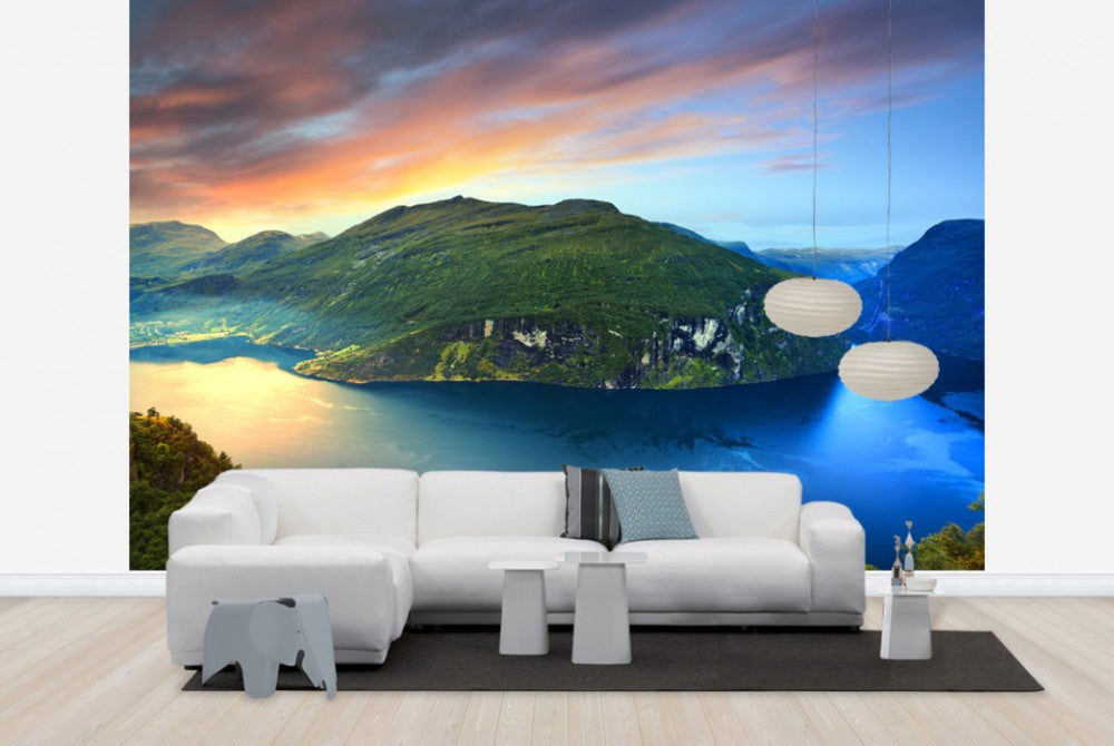 輸入壁紙 カスタム壁紙 PHOTOWALL / Magical Light over Geirangerfjord, Norway (e29922)