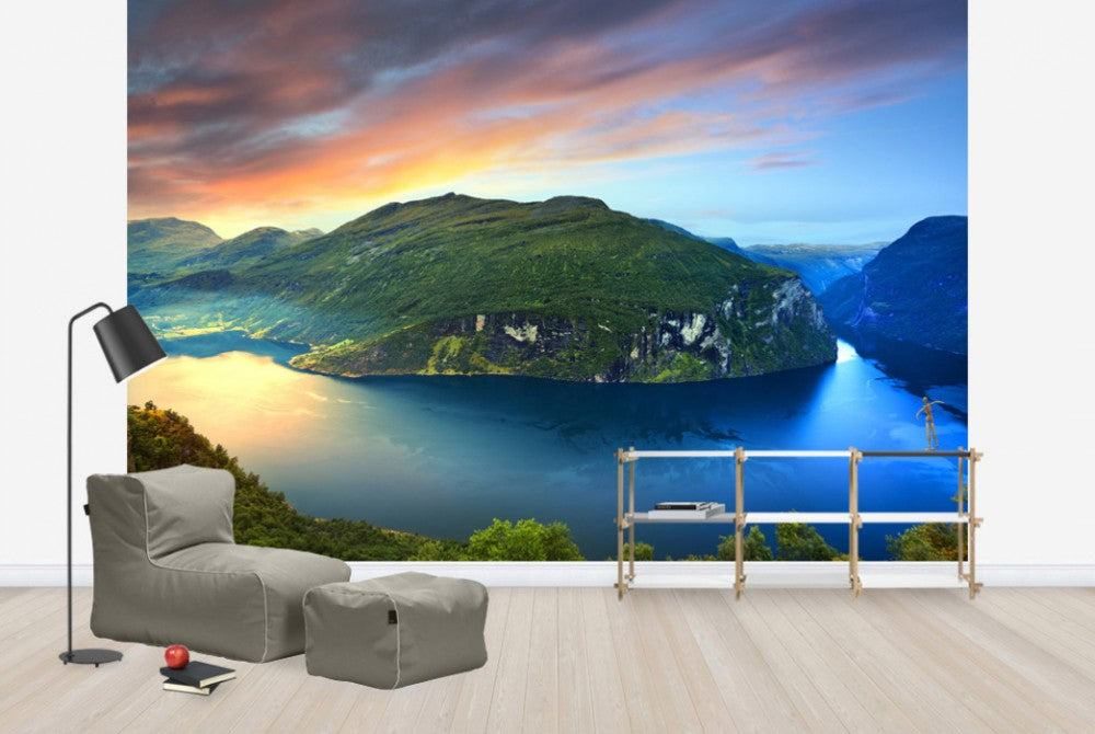 輸入壁紙 カスタム壁紙 PHOTOWALL / Magical Light over Geirangerfjord, Norway (e29922)