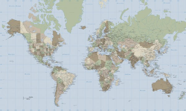 輸入壁紙 カスタム壁紙 PHOTOWALL / World Map Vintage (e25811)