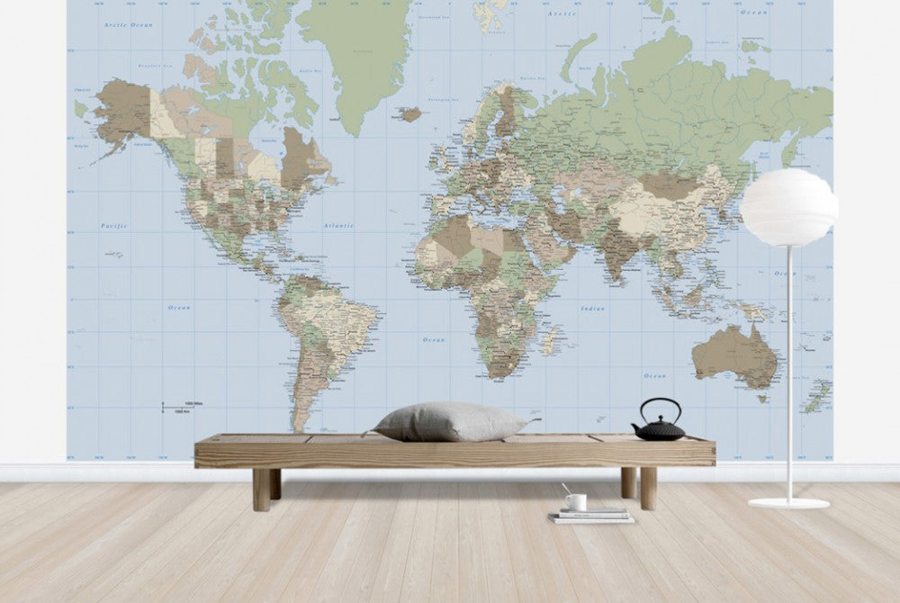 輸入壁紙 カスタム壁紙 PHOTOWALL / World Map Vintage (e25811)