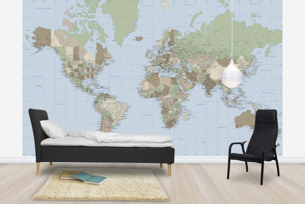 輸入壁紙 カスタム壁紙 PHOTOWALL / World Map Vintage (e25811)