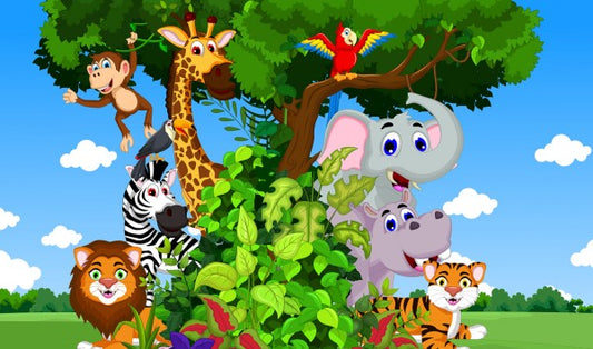 輸入壁紙 カスタム壁紙 PHOTOWALL / Animals in Forest Cartoon (e25827)