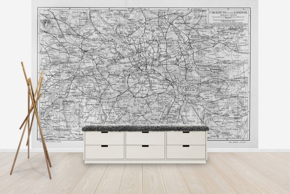 輸入壁紙 カスタム壁紙 PHOTOWALL / London Map Gray (e30166)