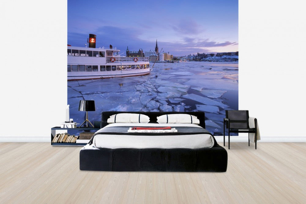 輸入壁紙 カスタム壁紙 PHOTOWALL / Archipelago Boat in Ice Covered Riddarholmen (e40450)