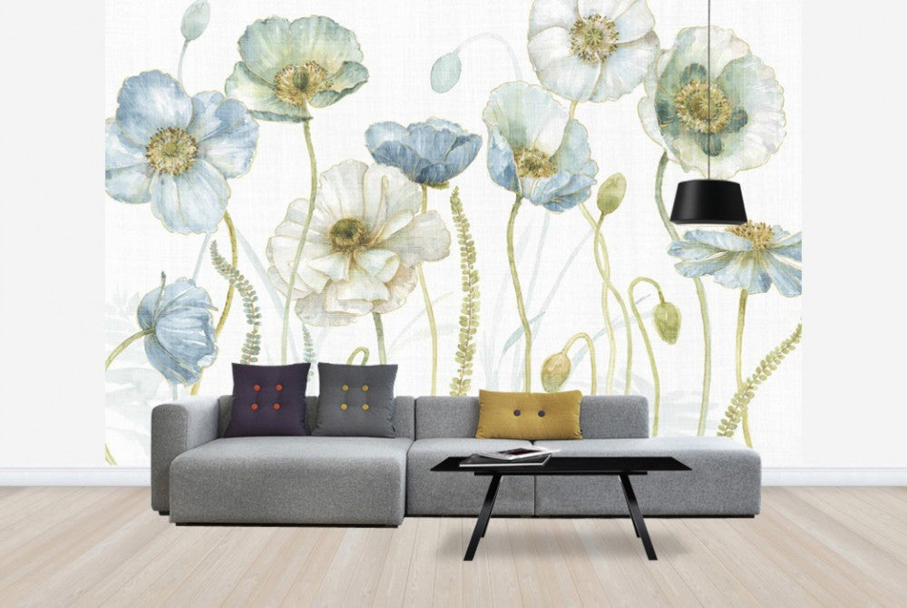 輸入壁紙 カスタム壁紙 PHOTOWALL / My Greenhouse Flowers on Linen (e30392)