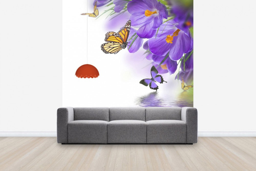 輸入壁紙 カスタム壁紙 PHOTOWALL / Butterfly Spring Crocuses (e40592)