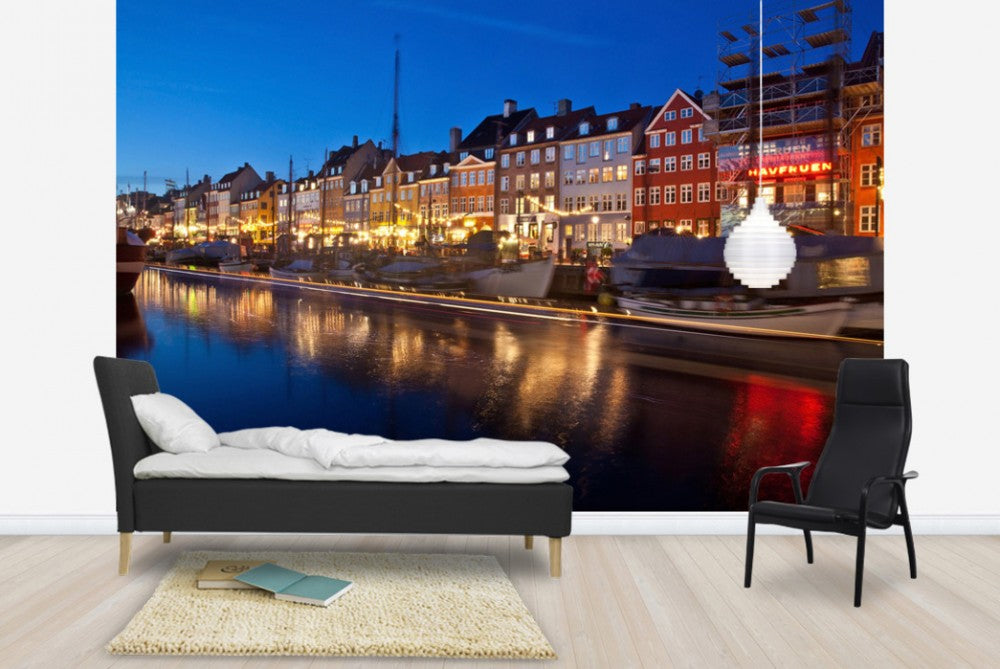 輸入壁紙 カスタム壁紙 PHOTOWALL / Night in Nyhavn, Copenhagen (e40931)