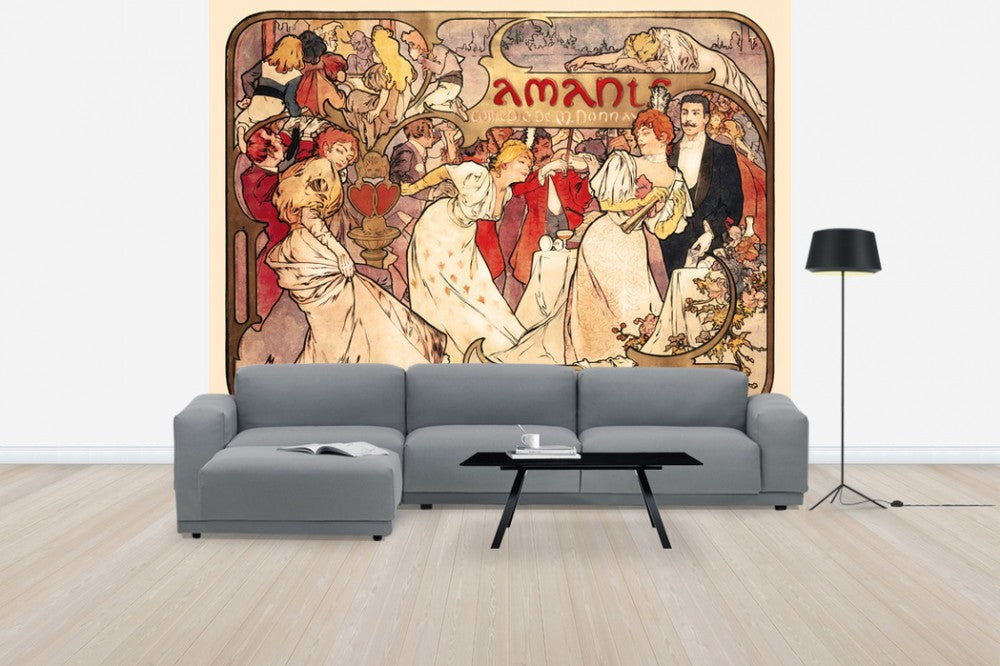 輸入壁紙 カスタム壁紙 PHOTOWALL / Alphonse Mucha - Amants Colour Litho (e31026)