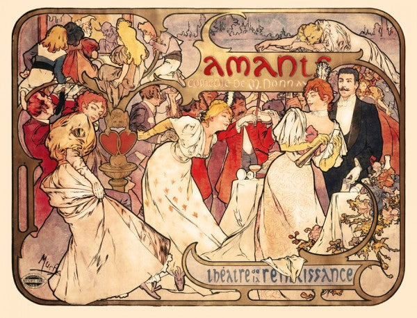 輸入壁紙 カスタム壁紙 PHOTOWALL / Alphonse Mucha - Amants Colour Litho (e31026)