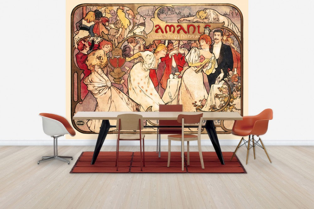 輸入壁紙 カスタム壁紙 PHOTOWALL / Alphonse Mucha - Amants Colour Litho (e31026)