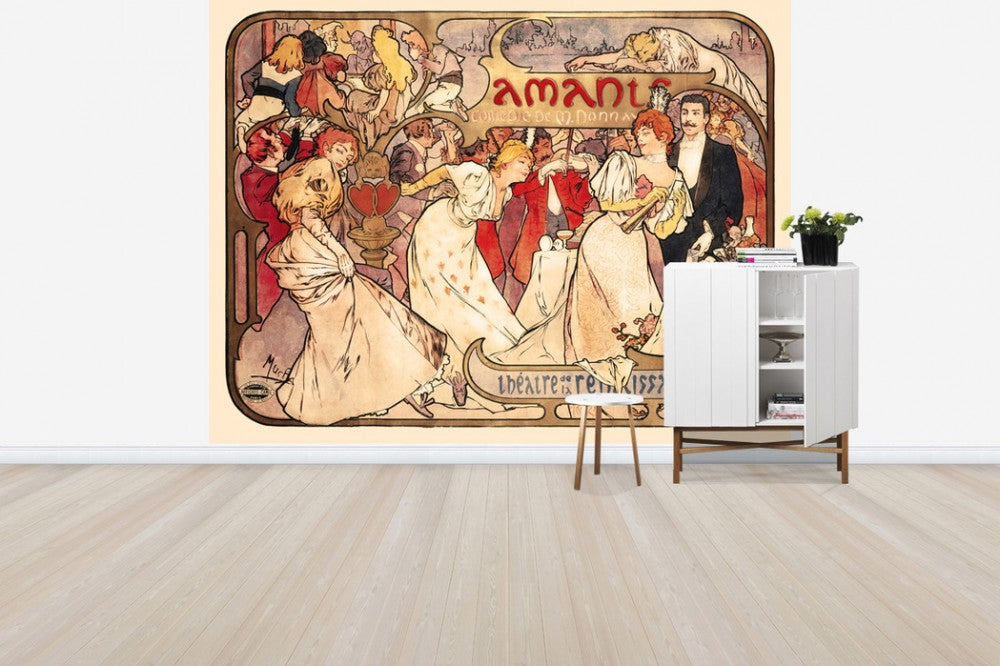 輸入壁紙 カスタム壁紙 PHOTOWALL / Alphonse Mucha - Amants Colour Litho (e31026)