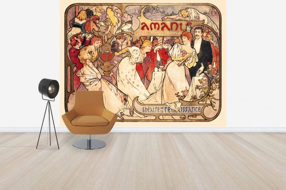 輸入壁紙 カスタム壁紙 PHOTOWALL / Alphonse Mucha - Amants Colour Litho (e31026)