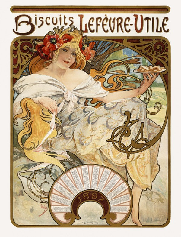 輸入壁紙 カスタム壁紙 PHOTOWALL / Alphonse Mucha - Biscuits Lefevre-Utilie (e31031)