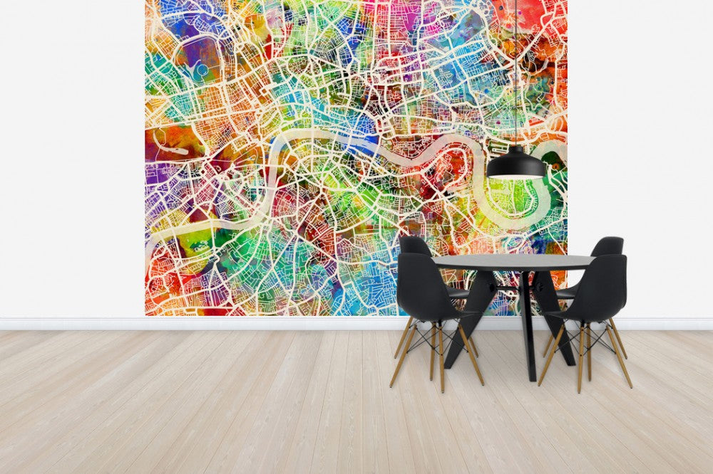 輸入壁紙 カスタム壁紙 PHOTOWALL / London Street Map Multicolour (e50093)