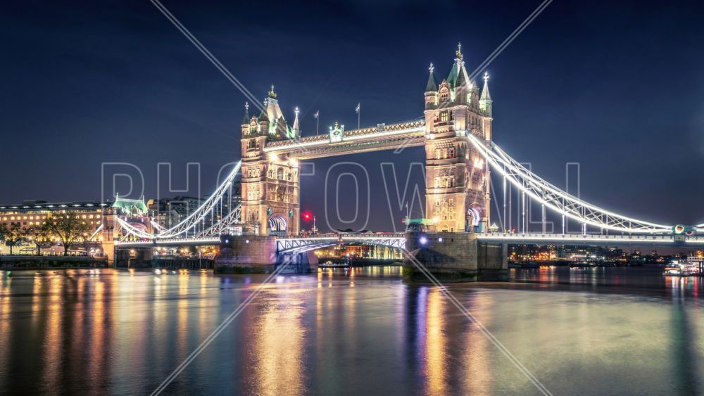 輸入壁紙 カスタム壁紙 PHOTOWALL / Night at the Tower Bridge (e317784)