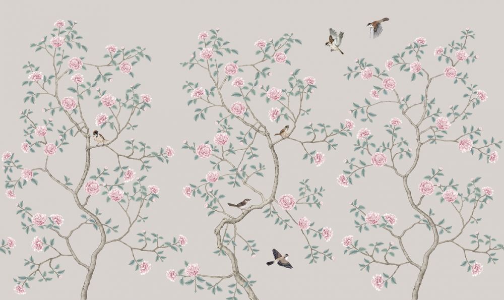 輸入壁紙 カスタム壁紙 PHOTOWALL / Floraison Chinoiserie Birds - Pearly (e318734)