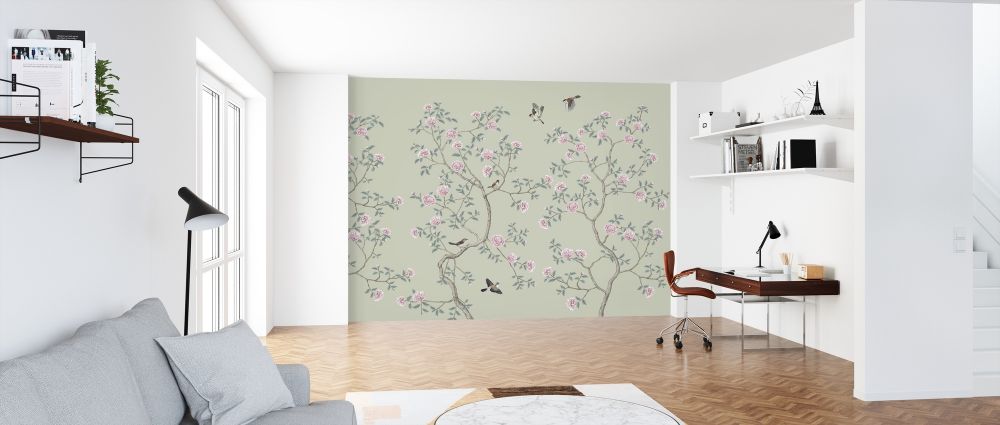 輸入壁紙 カスタム壁紙 PHOTOWALL / Floraison Chinoiserie Birds Pea (e318735)