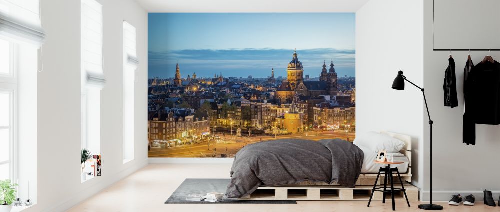 輸入壁紙 カスタム壁紙 PHOTOWALL / Amsterdam Skyline at Night (e318121)