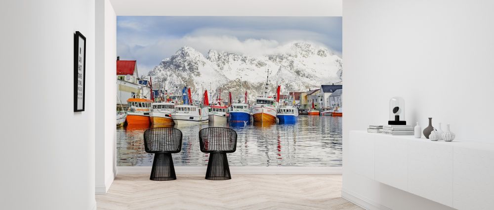 輸入壁紙 カスタム壁紙 PHOTOWALL / Fishing Boats in Henningsvaer (e318131)