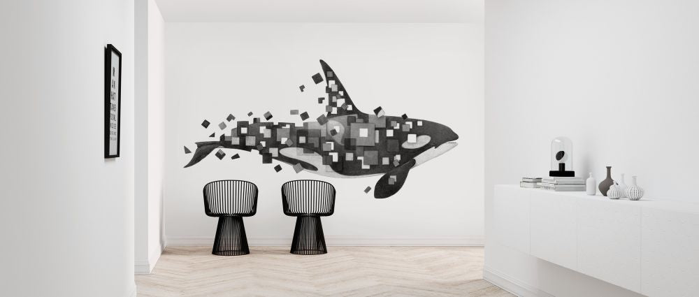 輸入壁紙 カスタム壁紙 PHOTOWALL / Fractured Killer Whale Grayscale (e320023)