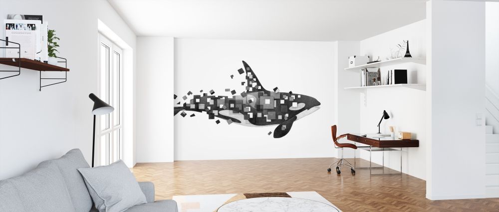 輸入壁紙 カスタム壁紙 PHOTOWALL / Fractured Killer Whale Grayscale (e320023)