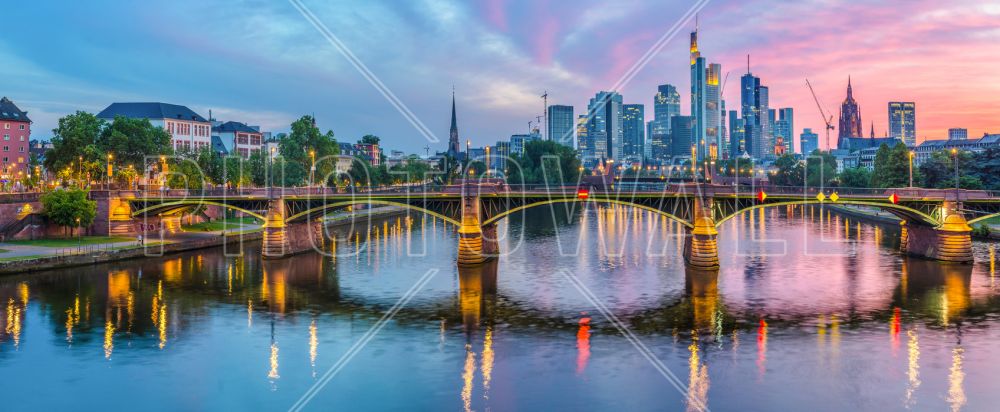 輸入壁紙 カスタム壁紙 PHOTOWALL / Skyline Frankfurt at Sunset (e318158)