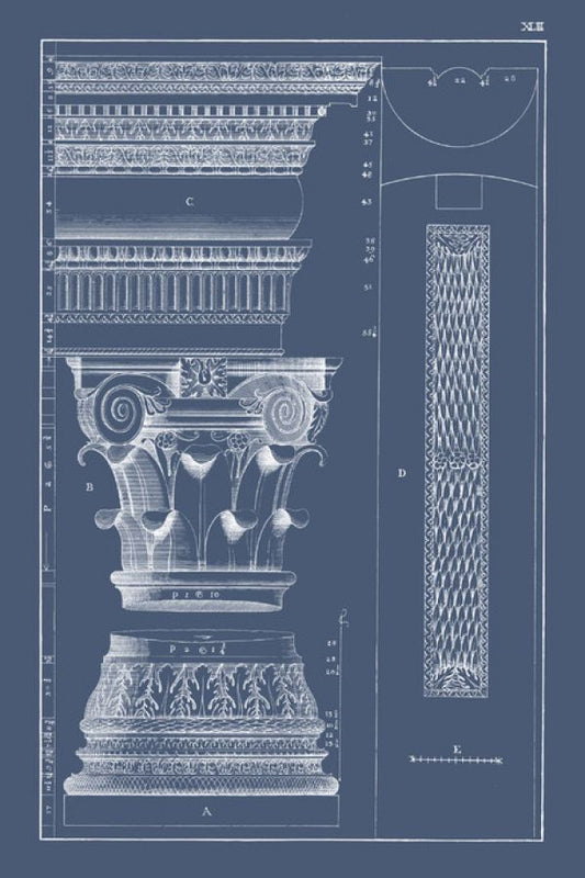 輸入壁紙 カスタム壁紙 PHOTOWALL / Column Cornice Blueprint (e320592)