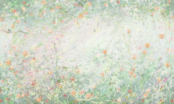 輸入壁紙 カスタム壁紙 PHOTOWALL / Gentle Flowers - Light Green (e320836)