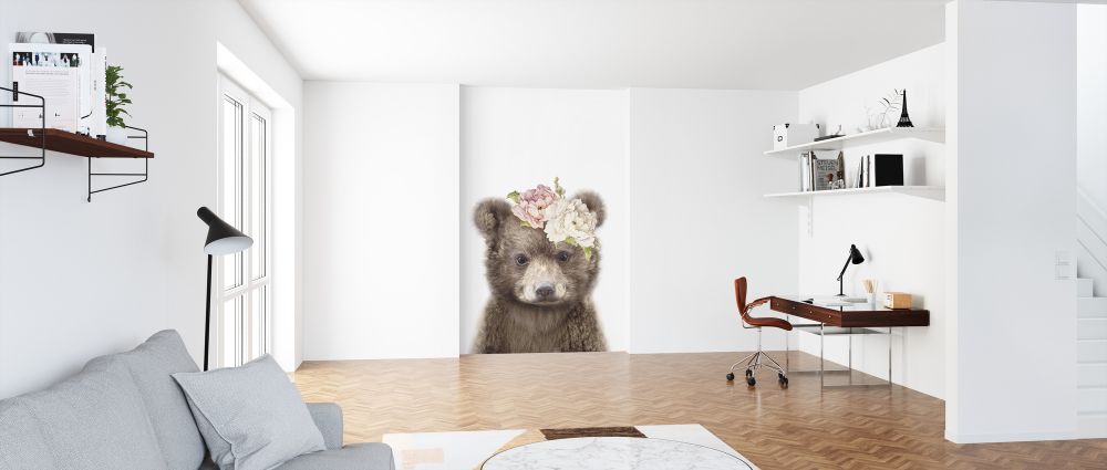 輸入壁紙 カスタム壁紙 PHOTOWALL / Floral Baby Bear (e322223)