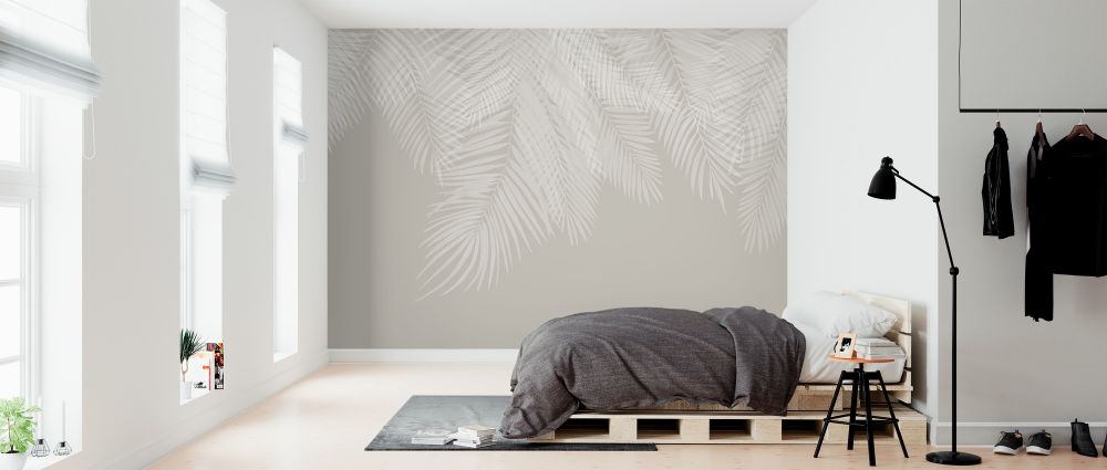 輸入壁紙 カスタム壁紙 PHOTOWALL / Hanging Palm Leaves - Beige-White (e321937)