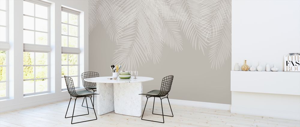 輸入壁紙 カスタム壁紙 PHOTOWALL / Hanging Palm Leaves - Beige-White (e321937)