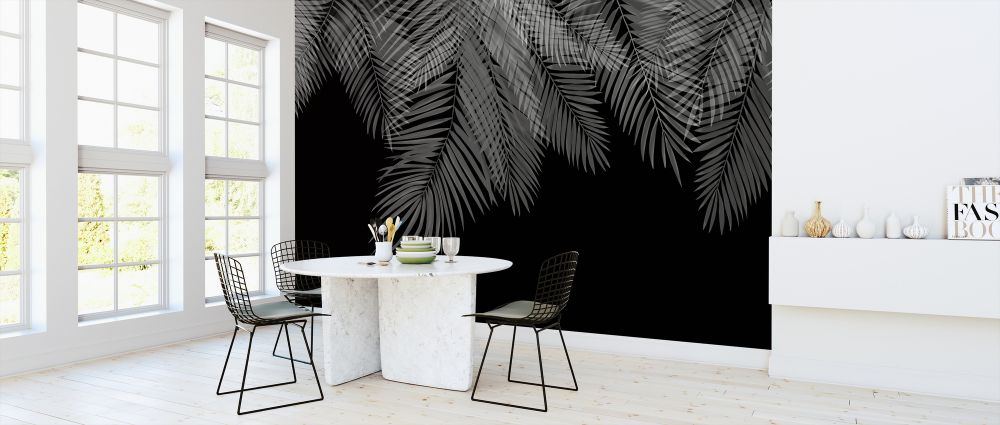 輸入壁紙 カスタム壁紙 PHOTOWALL / Hanging Palm Leaves - Black-White (e321938)