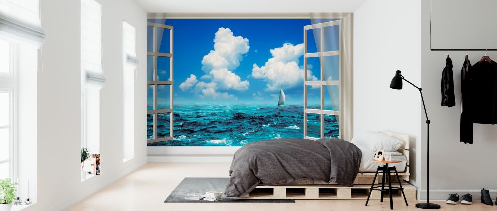 輸入壁紙 カスタム壁紙 PHOTOWALL / Open Window with Ocean View (e323064)