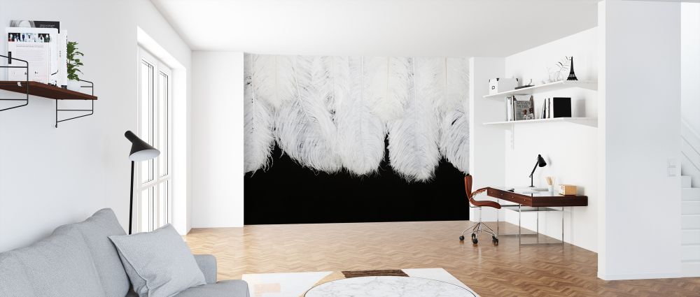 輸入壁紙 カスタム壁紙 PHOTOWALL / Hanging Feathers - Black (e321263)