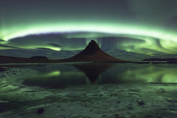 輸入壁紙 カスタム壁紙 PHOTOWALL / Kirkjufell Aurora (e323642)