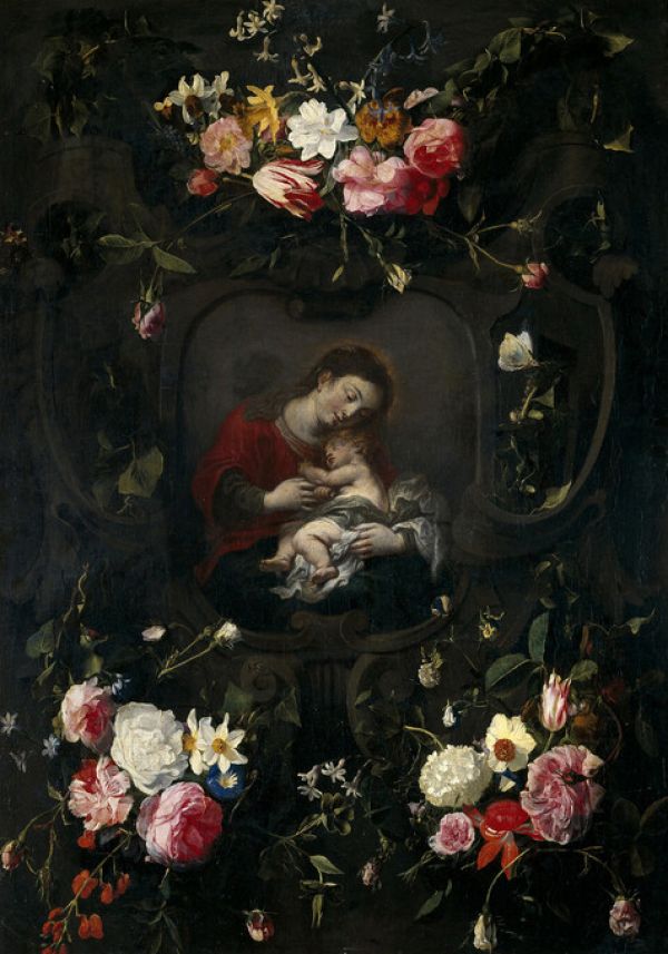 輸入壁紙 カスタム壁紙 PHOTOWALL / Garland with the Virgin and Child - Daniel Seghers (e325849)