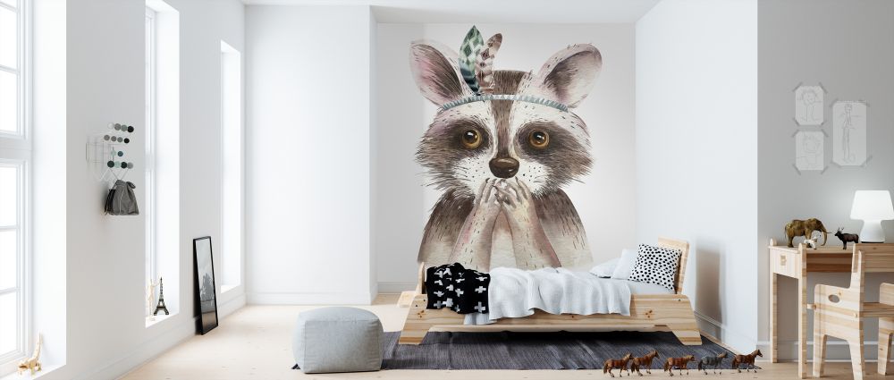 輸入壁紙 カスタム壁紙 PHOTOWALL / Raccoon with Feathers II (e325073)