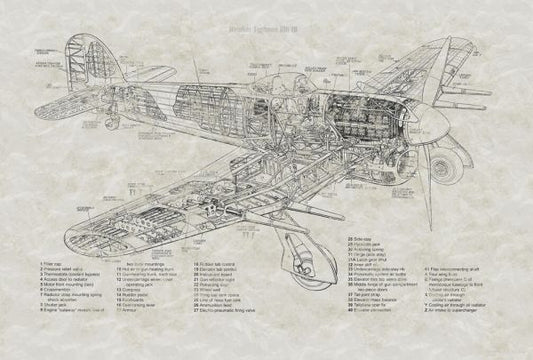 輸入壁紙 カスタム壁紙 PHOTOWALL / Sectional Hawker Typhoon Drawings (e328019)