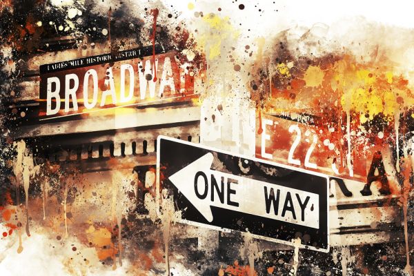 輸入壁紙 カスタム壁紙 PHOTOWALL / Nyc Watercolor - Broadway One Way (e328571)