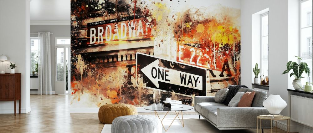 輸入壁紙 カスタム壁紙 PHOTOWALL / Nyc Watercolor - Broadway One Way (e328571)