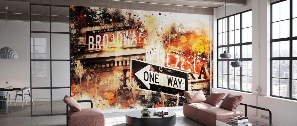 輸入壁紙 カスタム壁紙 PHOTOWALL / Nyc Watercolor - Broadway One Way (e328571)