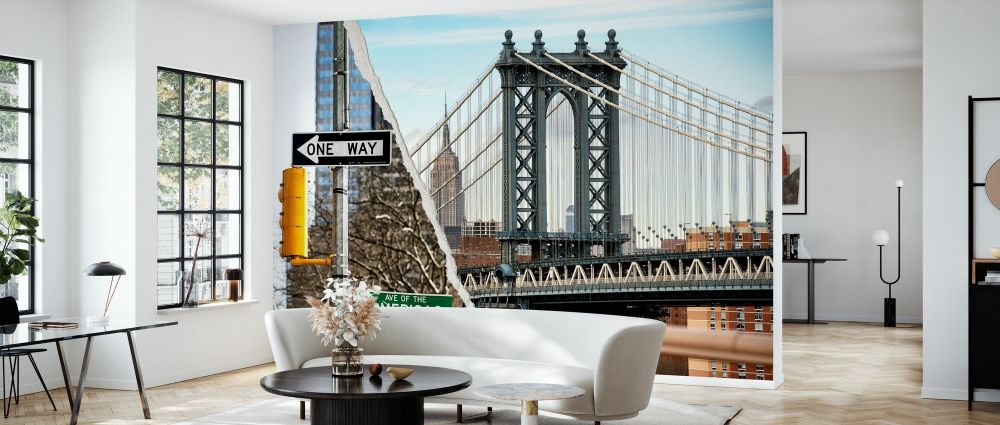 輸入壁紙 カスタム壁紙 PHOTOWALL / Dual Torn Posters - Manhattan Bridge (e328648)