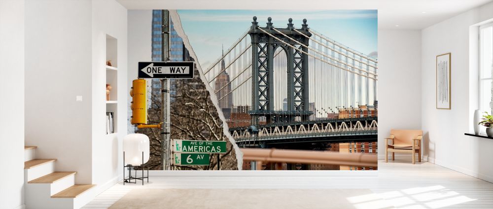 輸入壁紙 カスタム壁紙 PHOTOWALL / Dual Torn Posters - Manhattan Bridge (e328648)