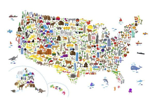 輸入壁紙 カスタム壁紙 PHOTOWALL / Animal Map - USA (e330433)